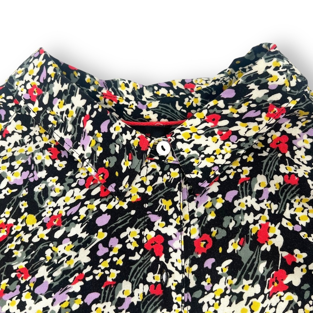 Intro Multicolor Floral Button Up Long Sleeve Tun… - image 5